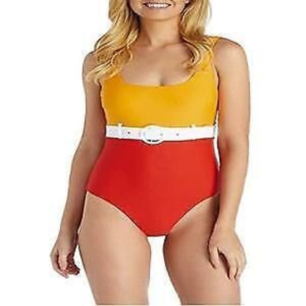 Raisins Women's Santana Color Block Belted One Piece - Large
